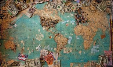 world map with money