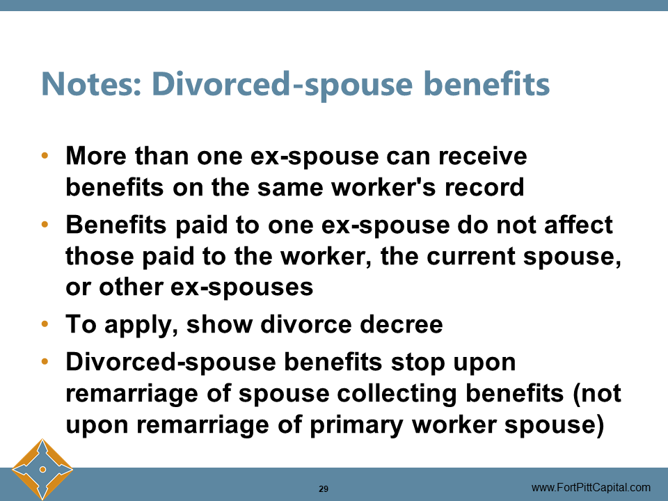 Notes - Divorced Spouse Benefits