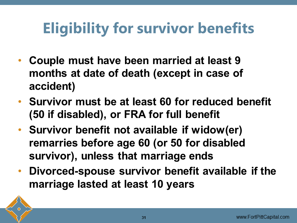 Eligibility for Survivor Benefits